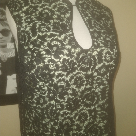 50s vintage Pinup girl Lace Keyhole top Large - Picture 2 of 8